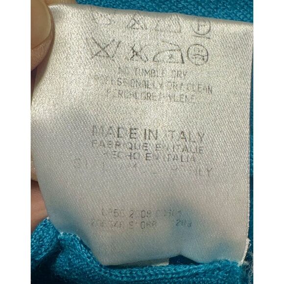 STELLA MCCARTNEY Wool/Cashmere Blue Ruffle Front Cardigan, Sz 40 (S) - Picture 10 of 10